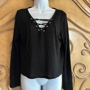 H&M cropped lace up shirt